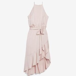 Express High Neck Asymmetrical Fit And Flare Dress